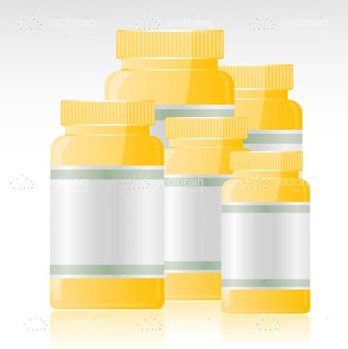 Abstract Yellow Bottles with Tags